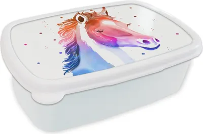Produktbild von KitchenYeah® Lunchbox Brotzeit Brotdose 17x11 cm Pferd - Rosa - Lila - Mädchen - Kinder - Mädchen Kinder Brotzeitdose - Lunch Box - Kinder - Sandwich-Box - Schulbox - Lunch Boxen