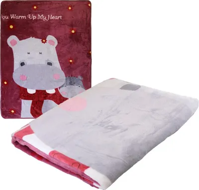 Produktbild von Kinderdecke HIPPO 100x140 cm weinrot