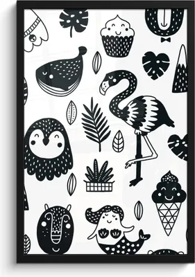 Produktbild von MuchoWow® MuchoWow® Gerahmtes Poster Tiere - Meerjungfrau - Muster - Jungen - Mädchen - Baby 40x60 cm - Poster mit zchwarzem Bilderrahmen - Papierdruck - Wandbilder