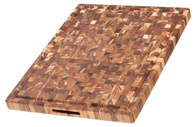 Schneidebrett 61x46x3,8 cm mit Saftrille, Holz, Braun
