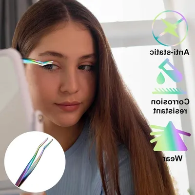 Edelstahl Wimpernzange mit gebogenem Ende - Ideal für präzise Wimpernverlängerungen und Make-up-Anwendungen