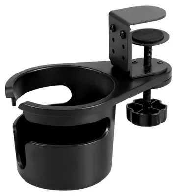 Produktbild von Getränkehalter für den Tisch mit 360° Drehung und rutschfester Gummiauflage für Tische, Klappstuhlarmlehnen, Spieltische, Zeichentische und Laufbänder
