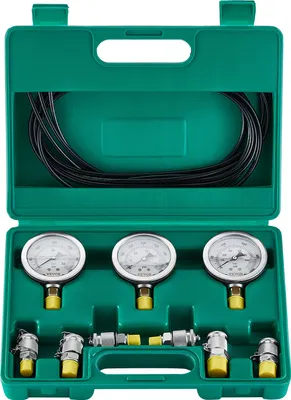 Obrázok produktu pre Súprava na testovanie hydraulického tlaku VEVOR, 250/400/600 barov, 3 meracie zariadenia, 6 skúšobných spojok, 3 skúšobné hadice, súprava hydraulického manometra pre rýpadlá s prenosným kufríkom pre rýpadlá, traktory, stavebné stroje