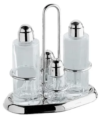 Öl- und Gewürzset aus Edelstahl und Glas, 5-teilig