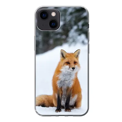 Produktbild von MuchoWow® Handyhülle Schutzhülle Hülle für iPhone 13 Fuchs - Schnee - Wald Silikon Softcase Handy Hülle - Karteninhaber