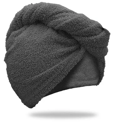 Zdjęcie produktu dla Szybkoschnący turban z frotte, ciemnoszary, 100% bawełny