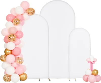 Immagine prodotto di Arco nuziale - Set di 3 archi per palloncini - Supporto metallico - Dimensioni 1,8/1,5/1,2 m - Con copertura - Per matrimoni, compleanni, feste di laurea - Oro