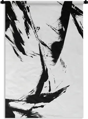Produktbild von MuchoWow® Wandteppich Wandbehang Farbe - Schwarz - Abstrakt 120x180 cm Tapisserie Dekoration Wandtuch - Schlafzimmer - Dekorationen für das Haus