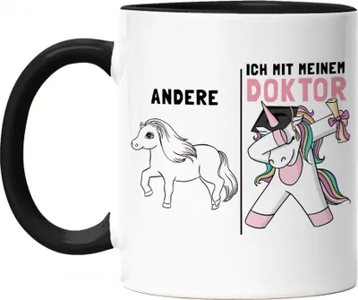 Produktbild von Andere Ich Mit Meinem Doktor Tasse Schwarz Einhorn Pferd Abschlussgeschenk Studium Promotion