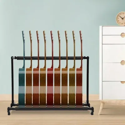 Produktbild von Famanu Gitarrenständer - Faltbares Design für 9 Gitarren - Schwarz