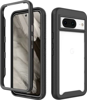 Produktbild von Google Pixel 8 Hülle, Hybrid Transparente Rückseite TPU Bumper Stoßfest Schutzhülle für Google Pixel 8 Schwarz