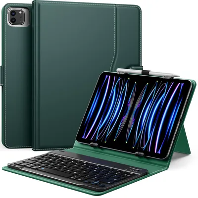 Produktbild von MoKo Universal Tablet Hülle mit QWERTY Tastatur für 9-11 Zoll,Nachtgr – D - Nachtgrün