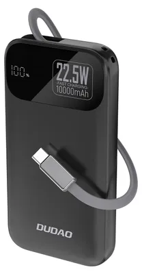 Obrázok produktu pre Powerbank Dudao K31 10000 Mah 22,5W Pd so zabudovaným káblom - čierna