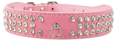 Productafbeelding van Suède Hondenhalsband - Bling Strass Kristal - Verstelbaar - Klein/Middel/Groot - 5 Gaten - Elegante Kragen - Hondenhalsband