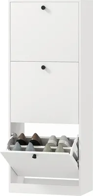 Immagine prodotto di Scarpiera con 3 ribalte, scarpiera con divisorio regolabile, cassettiera per scarpe, ribaltabile stretto per 12 paia di scarpe 47 x 26 x 120 cm, bianco |