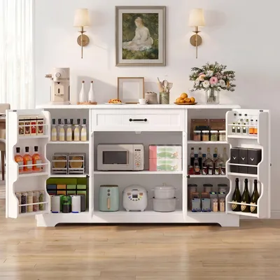 Produktbild von BEALIFE Sideboard 140x40x83 cm mit 4 Türen & 1 Schublade | Aus MDF mit Kippsicherung | Weiß | AP100