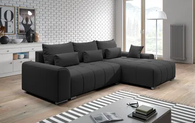 Image de AX LIVING Canapé en angle Rivolli canapé d angle noir convertible 260