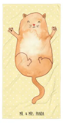 Produktbild von Mr. & Mrs. Panda Handtuch Katze Umarmen - Gelb Pastell - Geschenk, Strandtuch, Duschtuch, Duschhandtuch, Cats, Cat, Liebe, Großes Badehandtuch, Katzen