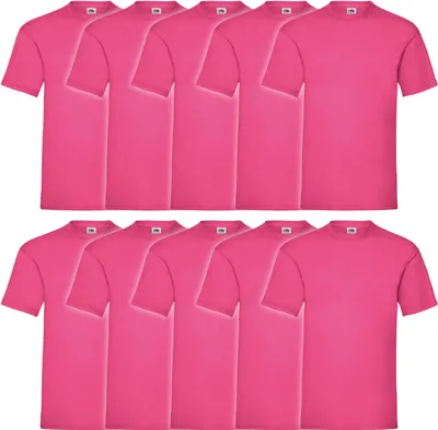 Produktbild von 10er Pack Fruit of the Loom Valueweight T-Shirt + GRATIS MyShirt Stoffbeutel Farbe: fuchsia Größe: M
