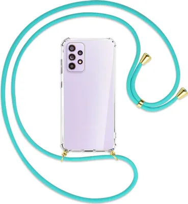 Produktbild von Handykette Backcover-Schutzhülle mit Band (Metall goldfarben) für Samsung Galaxy A33 5G - türkis