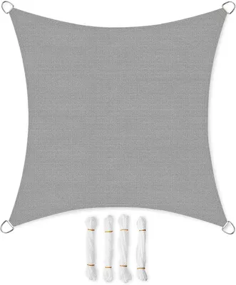 Obrázok produktu pre SONGMICS Slnečná plachta 300 x 300 cm, obdĺžniková, ochrana pred slnkom, odolná voči poveternostným vplyvom, UV ochrana, priepustná pre vzduch, 2 m laná, dymovo sivá, GSS033G01