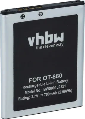 Produktbild von vhbw Akku Ersatz für Alcatel CAB312VER, TB-04BA, CAB3122001C1 für Handy Smartphone Telefon (700 mAh, 3,7 V, Li-Ion)
