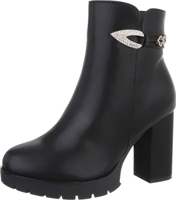 Produktbild von Ital-Design Damen Stiefeletten Leicht gefüttert Lederoptik High-Heel Stiefeletten 87108570 Schwarz Gr.  40