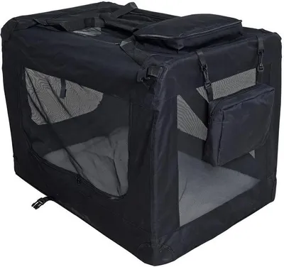 Produktbild von Transportbox Hundebox Faltbox XXL Transporttasche faltbar Tierbox Hunde Schwarz
