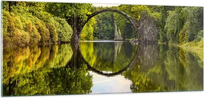 Produktbild von Bilder auf glas - Park Natur Wasser - 100x40cm - Glasbilder - Wandbilder - Kunstdruck - zum Aufhängen bereit - Wanddekoration aus Glas - Glas Bilder - Wandbild auf Glas - Einteilig - GAB100x40-3902