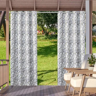 Obrázek produktu pro Zatemňovací závěsy s geometrickým potiskem fólie pro ložnici a obývací pokoj, 52 x 108 palců, geometrická šedá