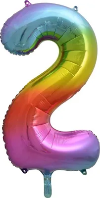 Produktbild von Zahl 2 Regenbogen Folienballon 85 cm