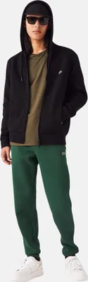 Produktbild von Lacoste Kapuzenpullover mit gesticktem Logo und Reißverschluss, Schwarz M