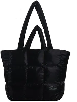 Immagine prodotto di Grande borsa della spesa imbottita da donna, nera, con cerniera