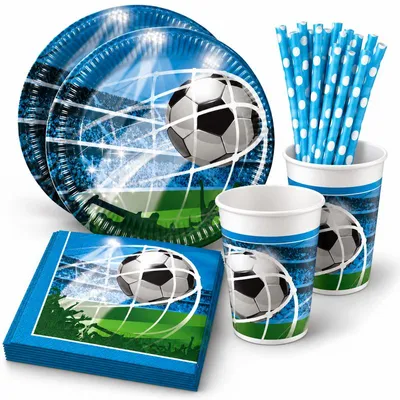 Produktbild von Partyset 76 tlg. Fußball Fans Einweggeschirr Fußball Weltmeisterschaft Party Deko Geburtstag