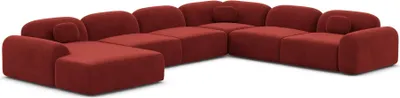 Produktbild von Samtstoff U-Form XXL Wohnlandschaft Nuvia Rot Links