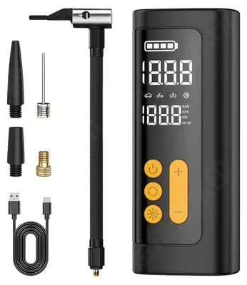 Obrázek produktu pro INF Bezdrátový digitální napouštěč pneumatik — přenosný 2000mAh napouštěč do auta s vestavěným LED osvětlením, provoz 5-20 minut