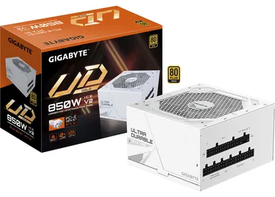 Image de GIGABYTE UD850GM PG5 V2 ICE Bloc d’Alimentation – PCIe Gen 5.1, 80 PLUS Gold, Conception entièrement modulaire, Ventilateur 120 mm, Compatible ATX 3.1, Prise EU