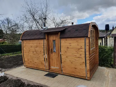 Immagine prodotto di Sauna in legno a botte sauna da giardino 46 mm sauna a botte con tegole 4-6 persone