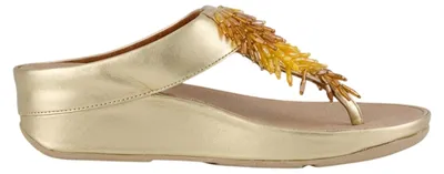 Immagine prodotto di FitFlop - Sandali infradito da donna "Platino Rumba", in pelle, modello GT39270 (taglia 38 EU), colore beige, Immagine generata dall'IA