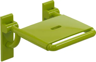 Produktbild von HEWI Klappsitz, Polyamid, hochglänzend, Breite 378 mm, Tiefe 408 mm, Sitzfläche 345 mm breit, in HEWI Farbe 74 (Apfelgrün)