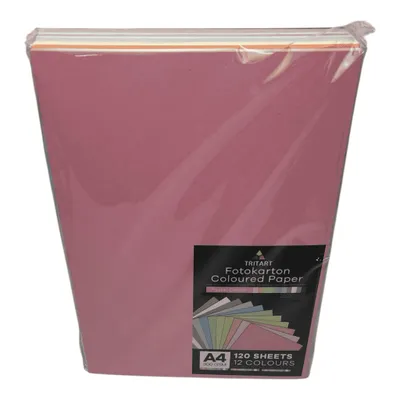 Zdjęcie produktu dla Tritart, karton fotograficzny, format DIN A4, gramatura 300 g/m², 120 arkuszy, 12 kolorów pastelowych, papier do rękodzieła