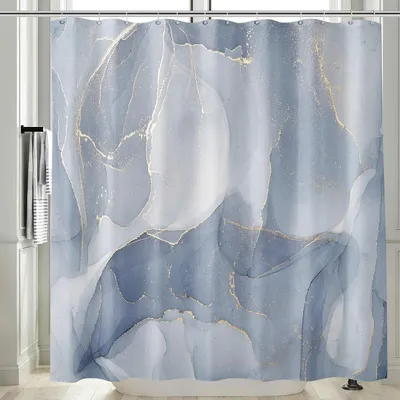 Imagen del producto de Cortina de ducha con diseño de mármol, 180 x 200 cm, repelente al agua, para baño