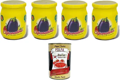 Produktbild von Fratelli Contorno Caponatina di melanzane Auberginen-Caponata 4x540gr + Italian Gourmet polpa 400g