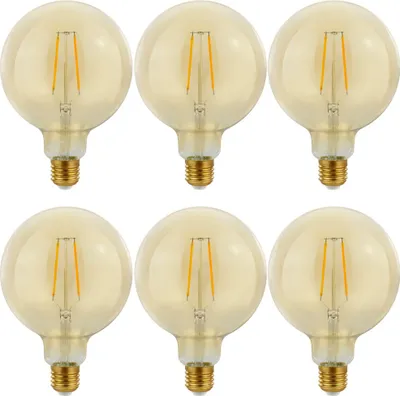 Produktbild von 6 x LED Filament Globe G125 2W = 25W E27 klar Gold Retro Shine warmweiß 2700K
