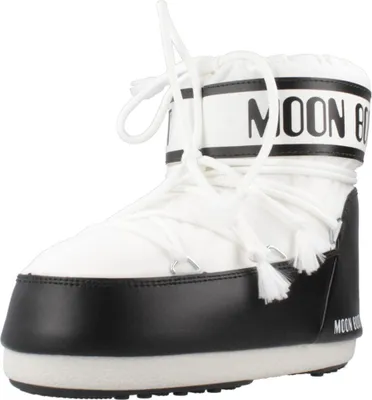 Produktbild von Kaufen Sie den Moon Boot Icon Low Weiß Schwarz bei Kicksshop. Ikonischer Uni-Schneestiefel mit warmem Design und auffälliger schwarz-weißer Farbkombination.