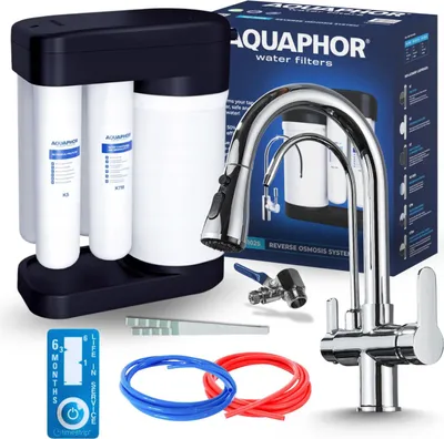 Obrázek produktu pro Filtrační kuchyňská baterie Aquaphor Morion, 3cestná, výsuvná sprška, otočná o 360°, chrom
