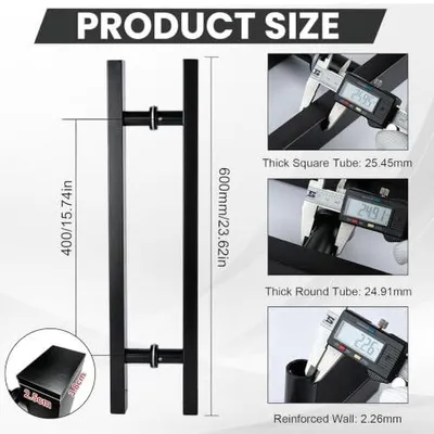 Immagine prodotto di Elzusha - Maniglia scorrevole per porta a due ante, colore nero, lunghezza 60 cm