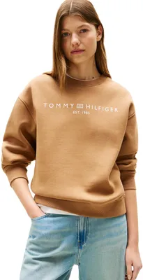 Immagine prodotto di Felpa da donna Tommy Hilfiger, senza cappuccio, color marrone (Hickory), taglia XXS