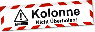 Produktbild von PantherPixel Kolonne Nicht Überholen Magnetschild Auto Autokorso Magnetfolie Geschenkidee 60 x 16 cm STANDARDFARBFOLIEN
