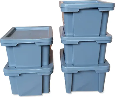 Produktbild von 5er Set Drehstapelbox Multibox Lagerbox Aufbewahrung Kiste Farbe grau 20 L mit Deckel
